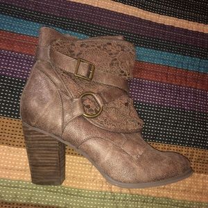 Not Rated Leather & Lace booties, size 10